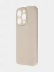 Бежевый меланж чехол для iPhone 15 Pro силиконовый BROSCORP матовый/ прозрачный/ с карманом, защита камер