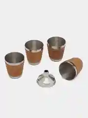 Коричневый подарочный набор: фляжка, рюмки