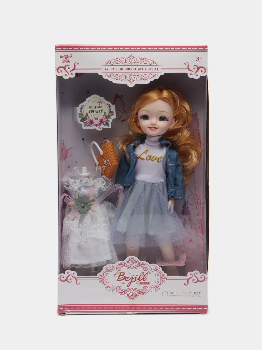 Серый кукла шарнирная с платьем Bejill 30 см