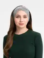 Белый повязка на голову вязаная шерстяная женская, ободок резинка