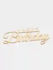Золотой топпер "Happy Birthday" для оформления торта, из акрила, №1