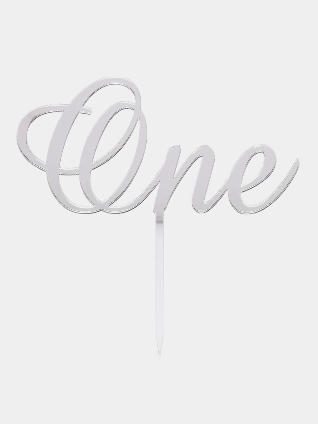Серебряный топпер "One" для оформления торта из акрила, №2