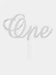 Серебряный топпер "One" для оформления торта из акрила, №2