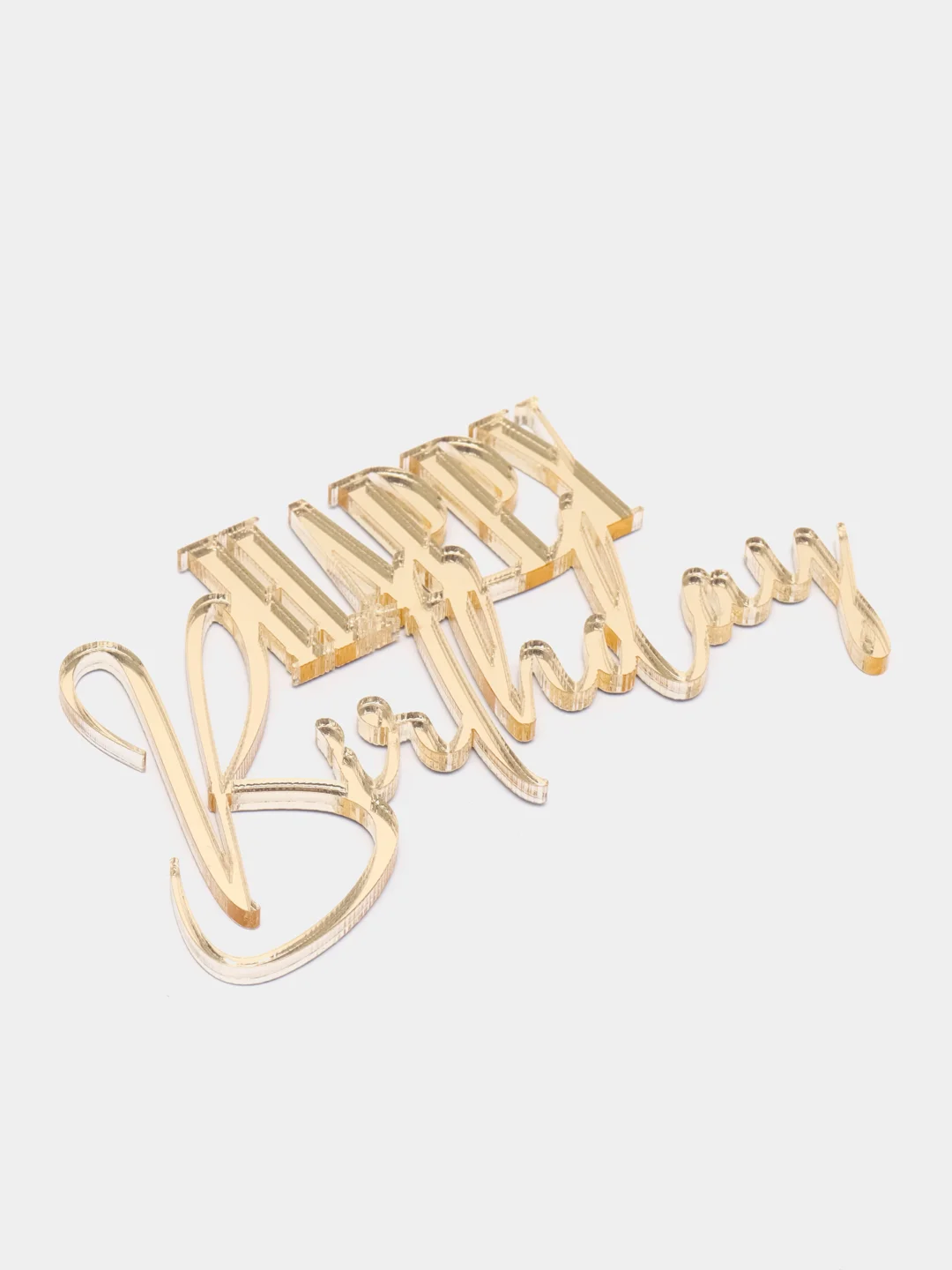 Золотой топпер "Happy Birthday" для оформления торта из акрила, №4