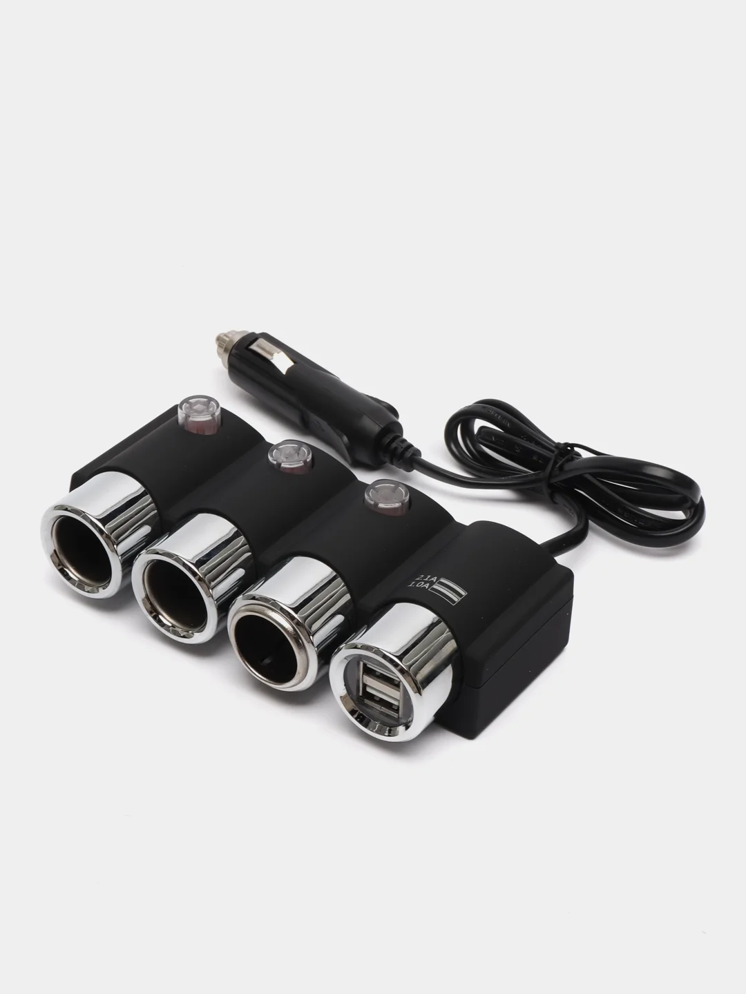 Разветвитель прикуривателя авто 1508 на 3 выхода + 2 USB
