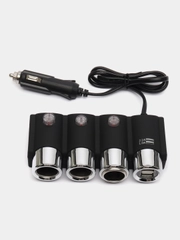 Разветвитель прикуривателя авто 1508 на 3 выхода + 2 USB