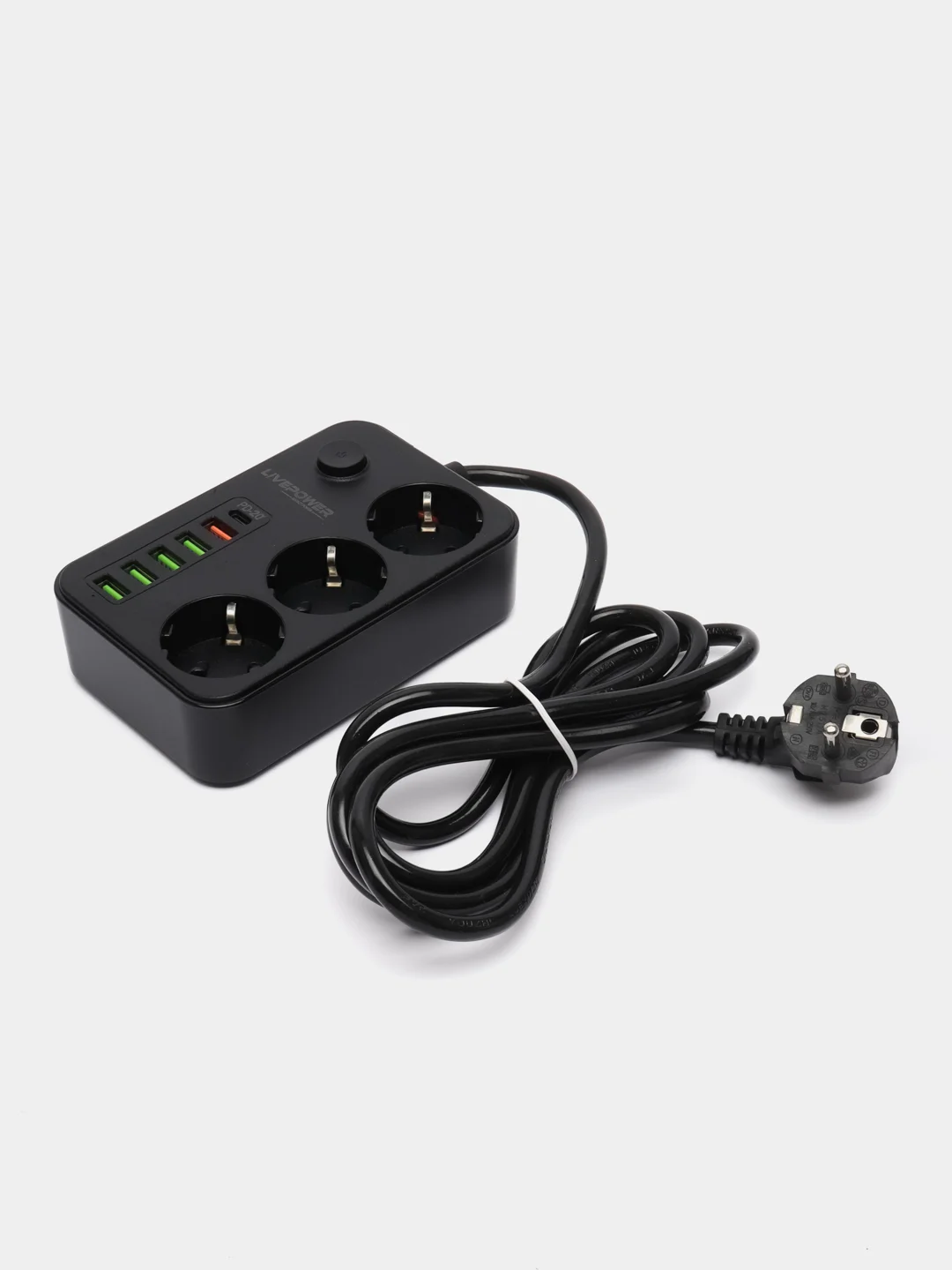 Сетевой фильтр удлинитель Live Power, 3 розетки, 5 USB, 1 Type-C
