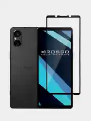 Прозрачный стекло для Sony Xperia 5 V защитное ROSCO прозрачное с олеофобным покрытием, черной рамкой
