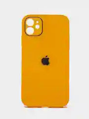Желтый чехол силиконовый со стеклянной панелью для Apple iPhone 11 (Айфон 11)