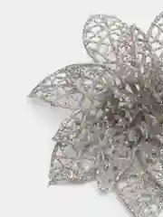 Серебряный украшение на елку цветы, елочные украшения