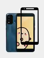 Прозрачный защитное стекло КАРТОФАН для ITEL A27 с олеофобным покрытием и черной рамкой, закаленное