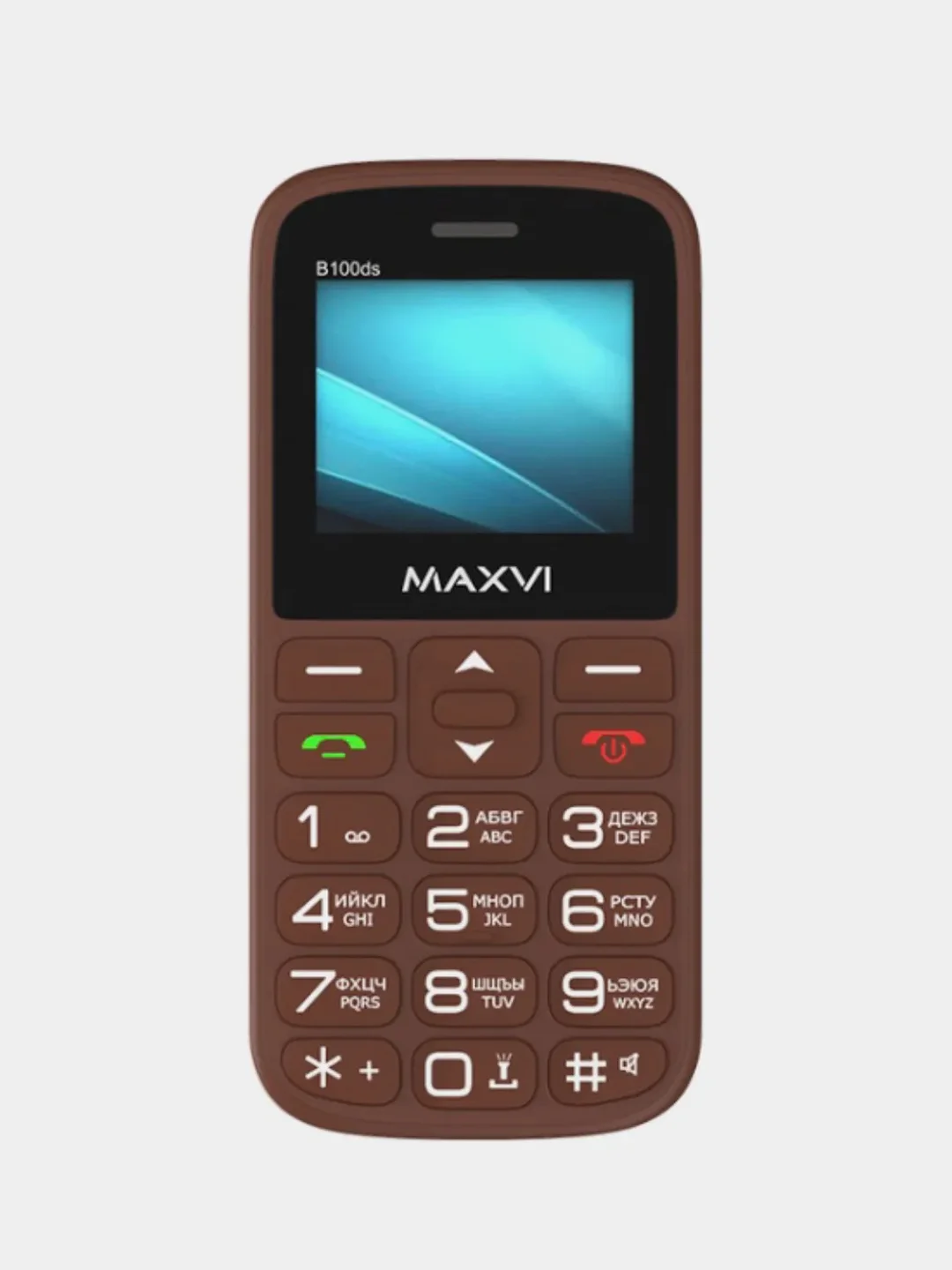Коричневый мобильный телефон Maxvi B100ds большие кнопки