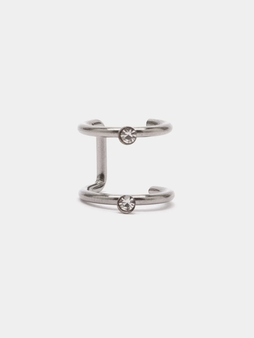 Серый меланж сережка-кафф из медицинской стали, 1 штука, моно-серьга, серьги обманка, каф, пирсинг