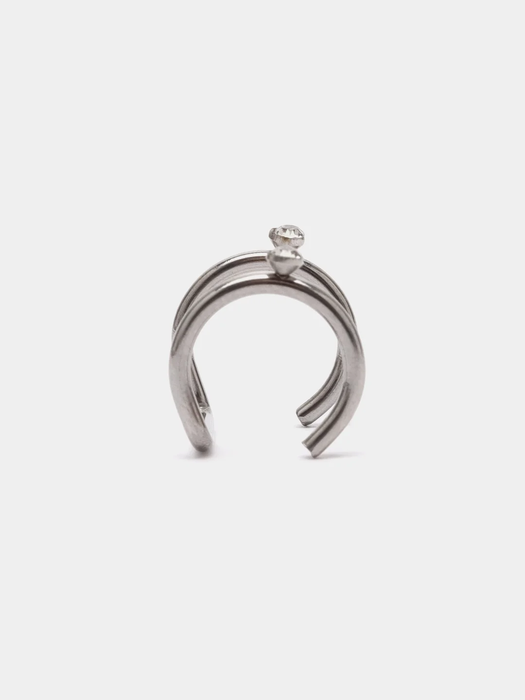 Серый меланж сережка-кафф из медицинской стали, 1 штука, моно-серьга, серьги обманка, каф, пирсинг