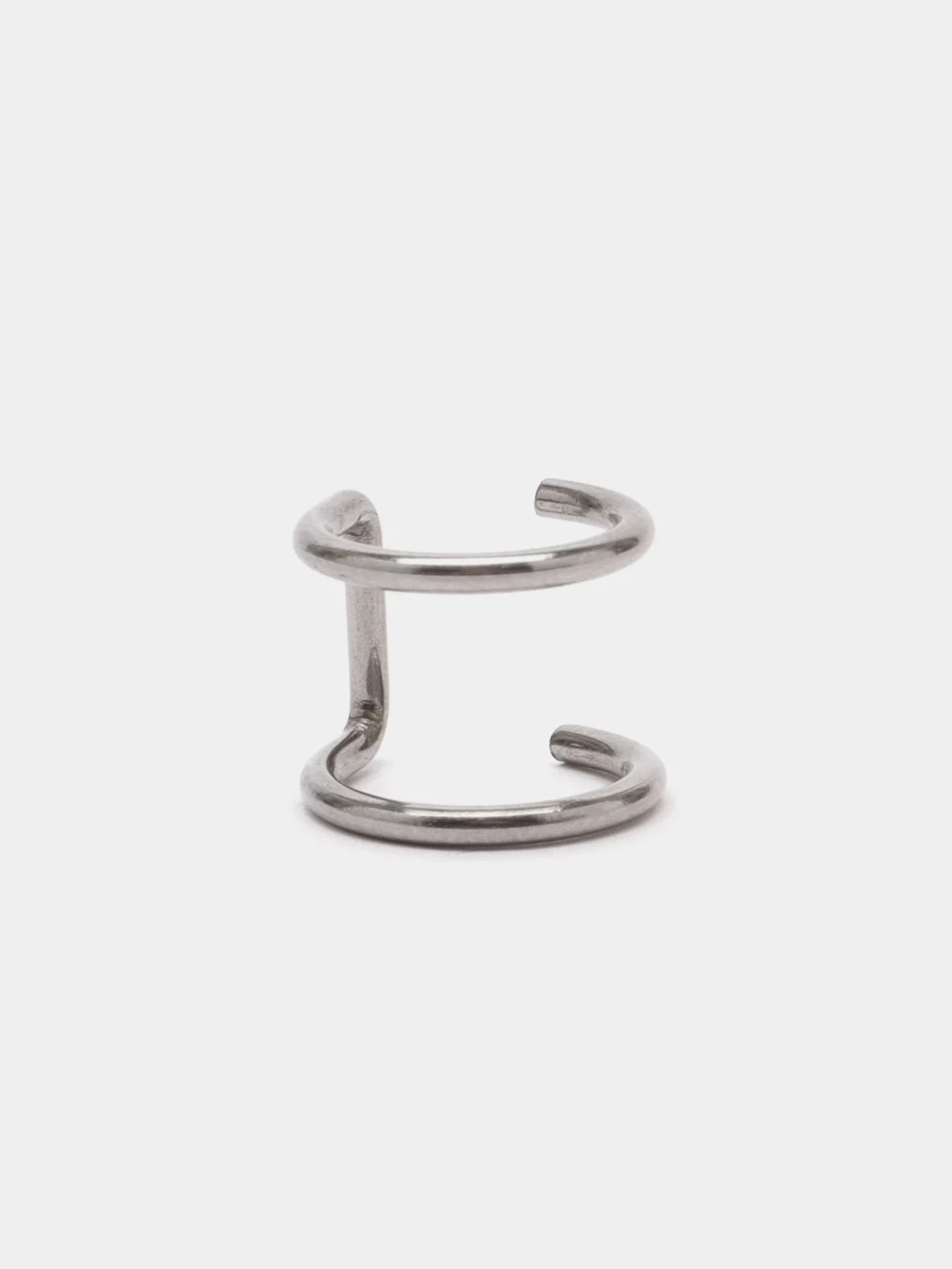 Серый металлик сережка-кафф из медицинской стали, 1 штука, моно-серьга, серьги обманка, каф, пирсинг