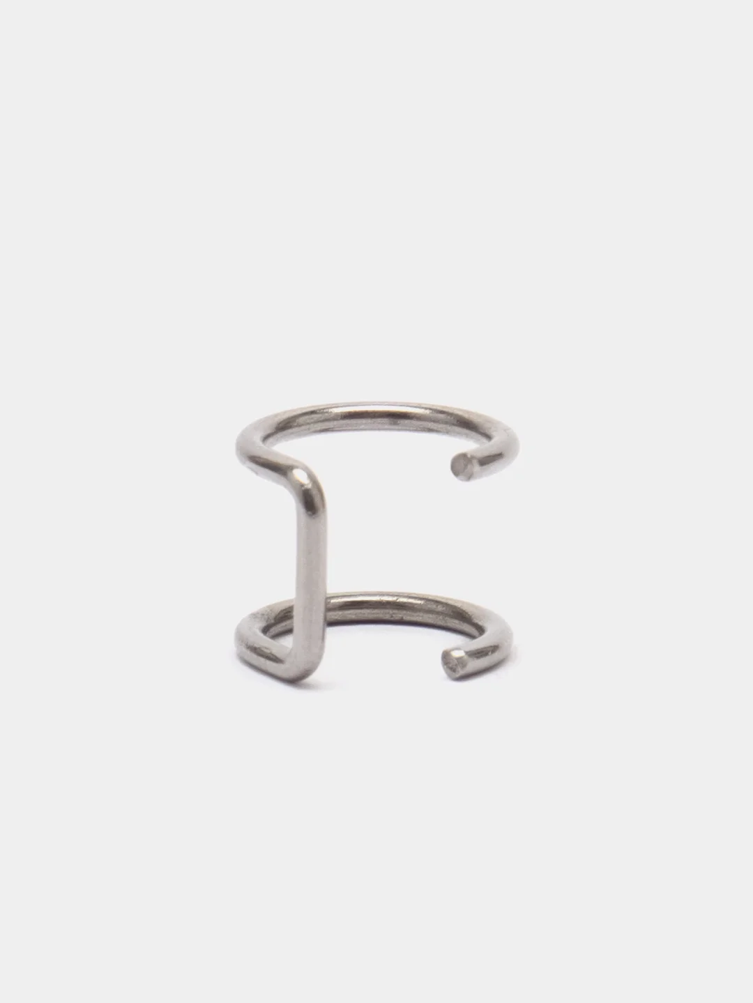 Серый металлик сережка-кафф из медицинской стали, 1 штука, моно-серьга, серьги обманка, каф, пирсинг