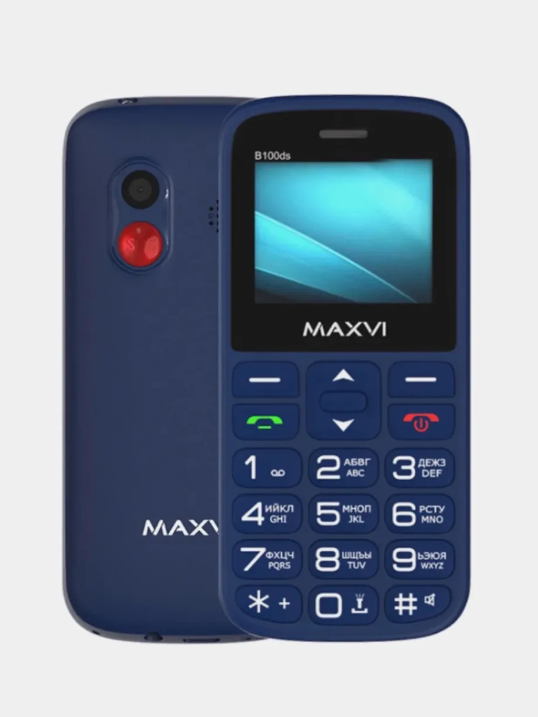 Синий мобильный телефон Maxvi B100ds большие кнопки