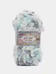 Мятный пряжа Alize Puffy Fine color 5 штук  петельки маленькие