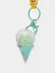 Бирюзовый брелок для рюкзака и ключей с жидкостью и фигуркой внутри (Спанч Боб)