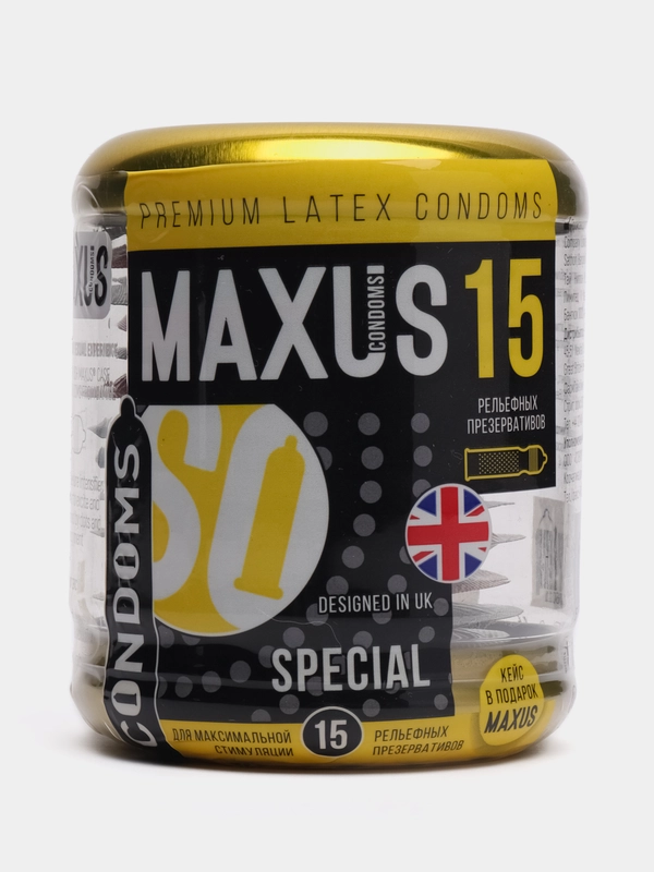 Презервативы с точками и ребрами Maxus "Special", 15 штук, кейс в комплекте