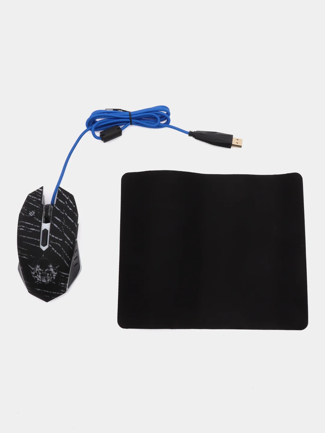 Мышь проводная игровая DEFENDER Dark Agent GM-590L, 6 кнопок, коврик, черная, 513828