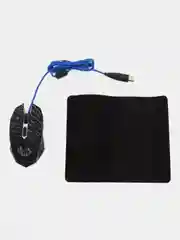 Мышь проводная игровая DEFENDER Dark Agent GM-590L, 6 кнопок, коврик, черная, 513828