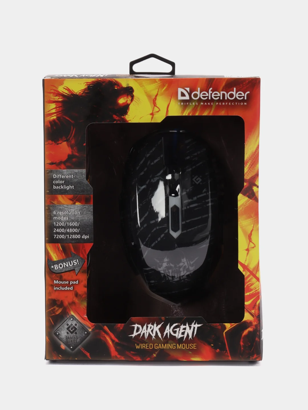 Мышь проводная игровая DEFENDER Dark Agent GM-590L, 6 кнопок, коврик, черная, 513828