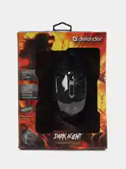 Мышь проводная игровая DEFENDER Dark Agent GM-590L, 6 кнопок, коврик, черная, 513828
