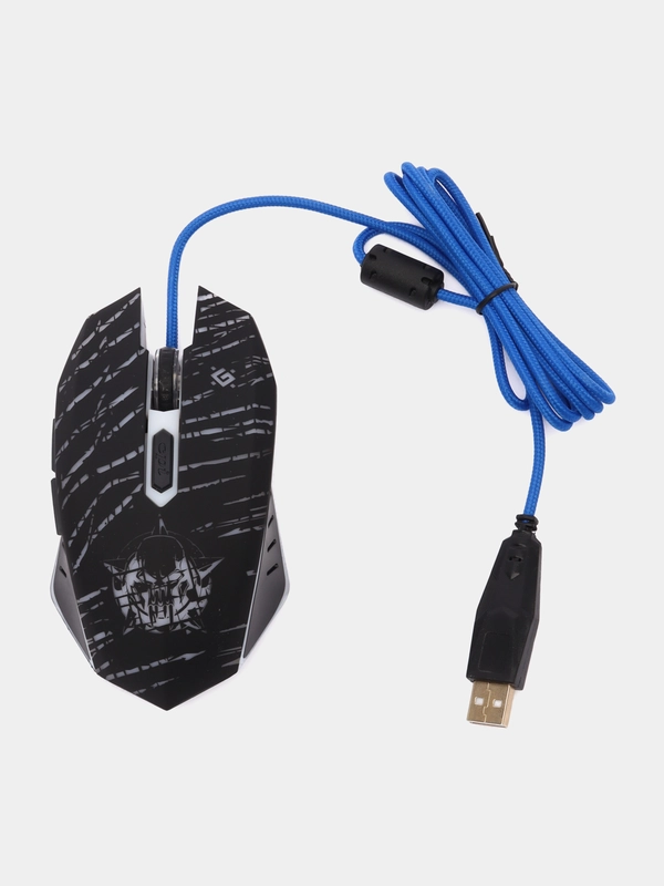 Мышь проводная игровая DEFENDER Dark Agent GM-590L, 6 кнопок, коврик, черная, 513828