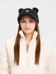 Черный бейсболка женская, меховая