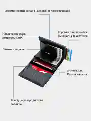 Бронзовый кошелек-картхолдер с защитой от считывания карт, зажимом для наличных
