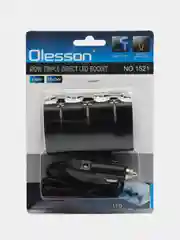 Разветвитель прикуривателя авто OLESSON 1521, 3 гнезда, 120W с LED подсветкой