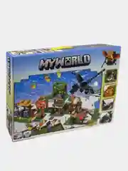 Майнкрафт Minecraft, Нападение черного дракона на деревню 356 деталей с LED-подсветкой
