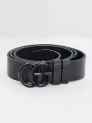 Черный ремень с металлической пряжкой "GG"