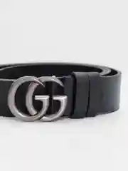 Тёмно-серый ремень с металлической пряжкой "GG"