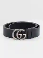 Тёмно-серый ремень с металлической пряжкой "GG"