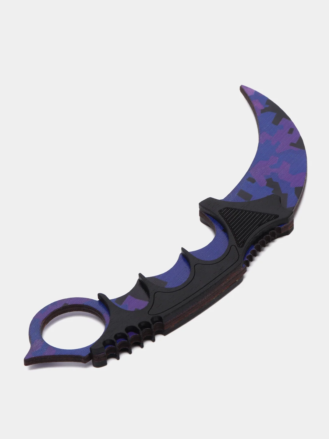 Фиолетовый нож деревянный керамбит, в раскраске Фиолетовый камуфляж (Purple camouflage), Генезис