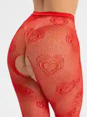 Алый колготки-чулки эротические с доступом, красные