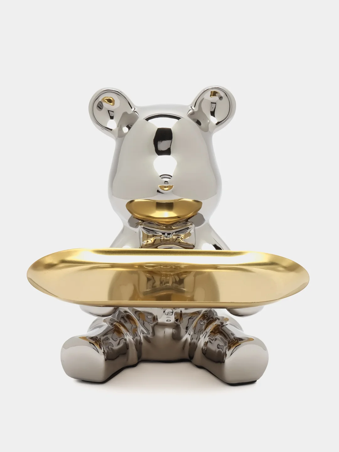 Статуэтка медведь Bearbrick, копилка керамическая с подносом