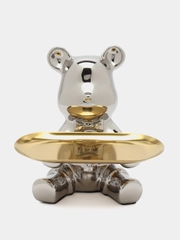 Статуэтка медведь Bearbrick, копилка керамическая с подносом