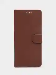 Коричневый чехол книжка для Xiaomi Redmi 12C, кожаный PU