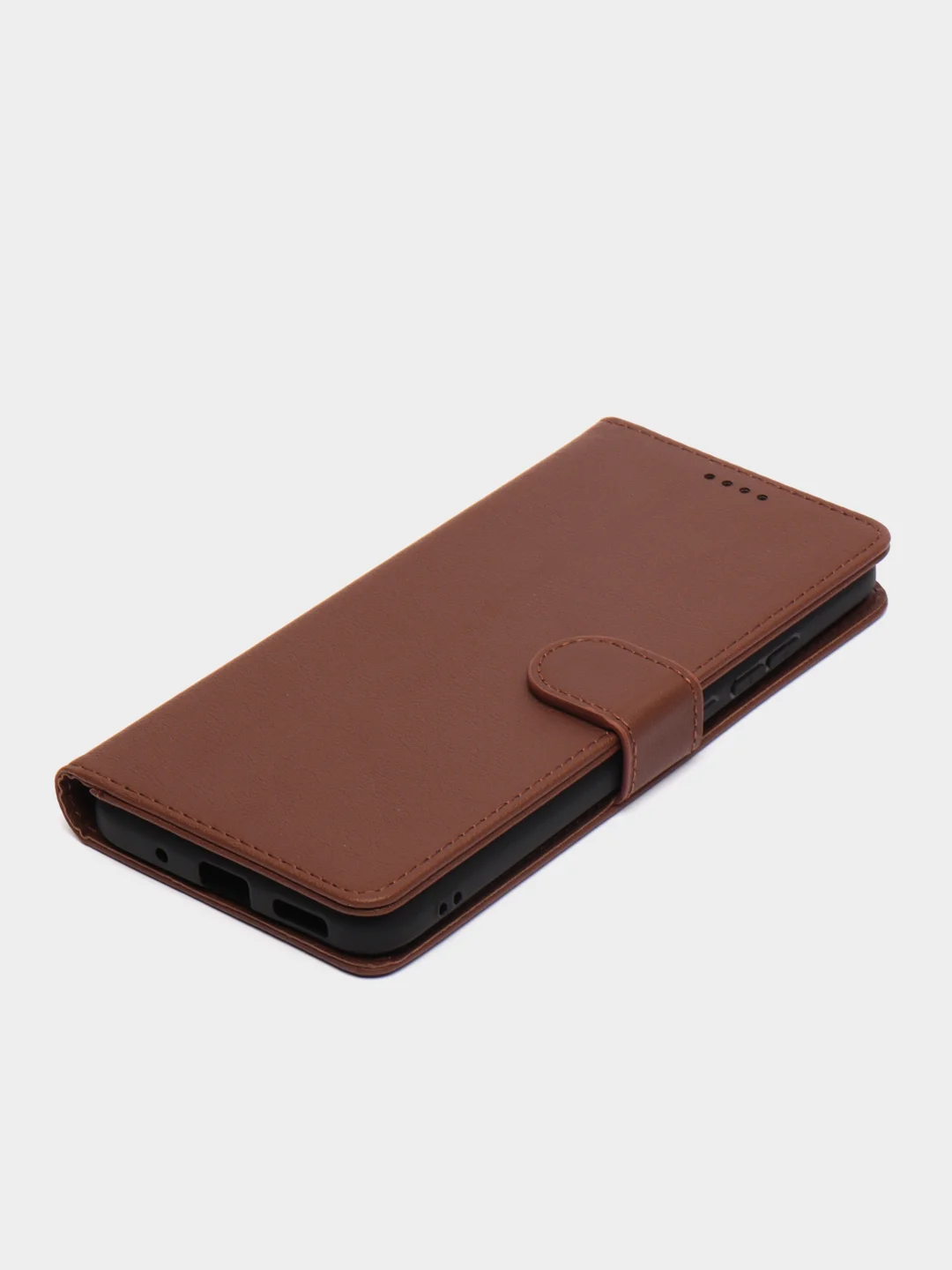 Коричневый чехол книжка для Xiaomi Redmi 12C, кожаный PU
