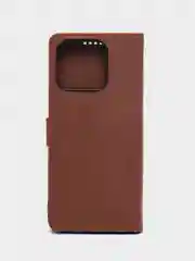 Коричневый чехол книжка для Xiaomi Redmi 12C, кожаный PU
