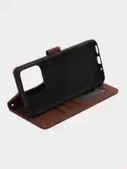 Коричневый чехол книжка для Xiaomi Redmi 12C, кожаный PU