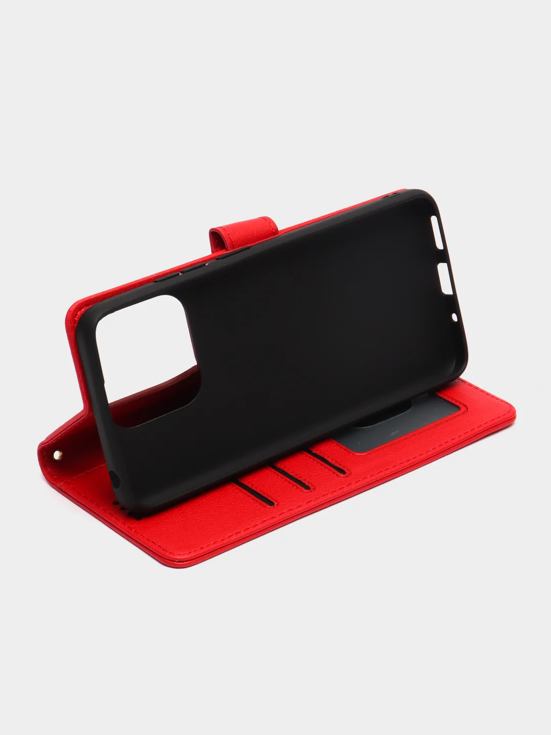 Красный чехол книжка для Xiaomi Redmi 12C, кожаный PU