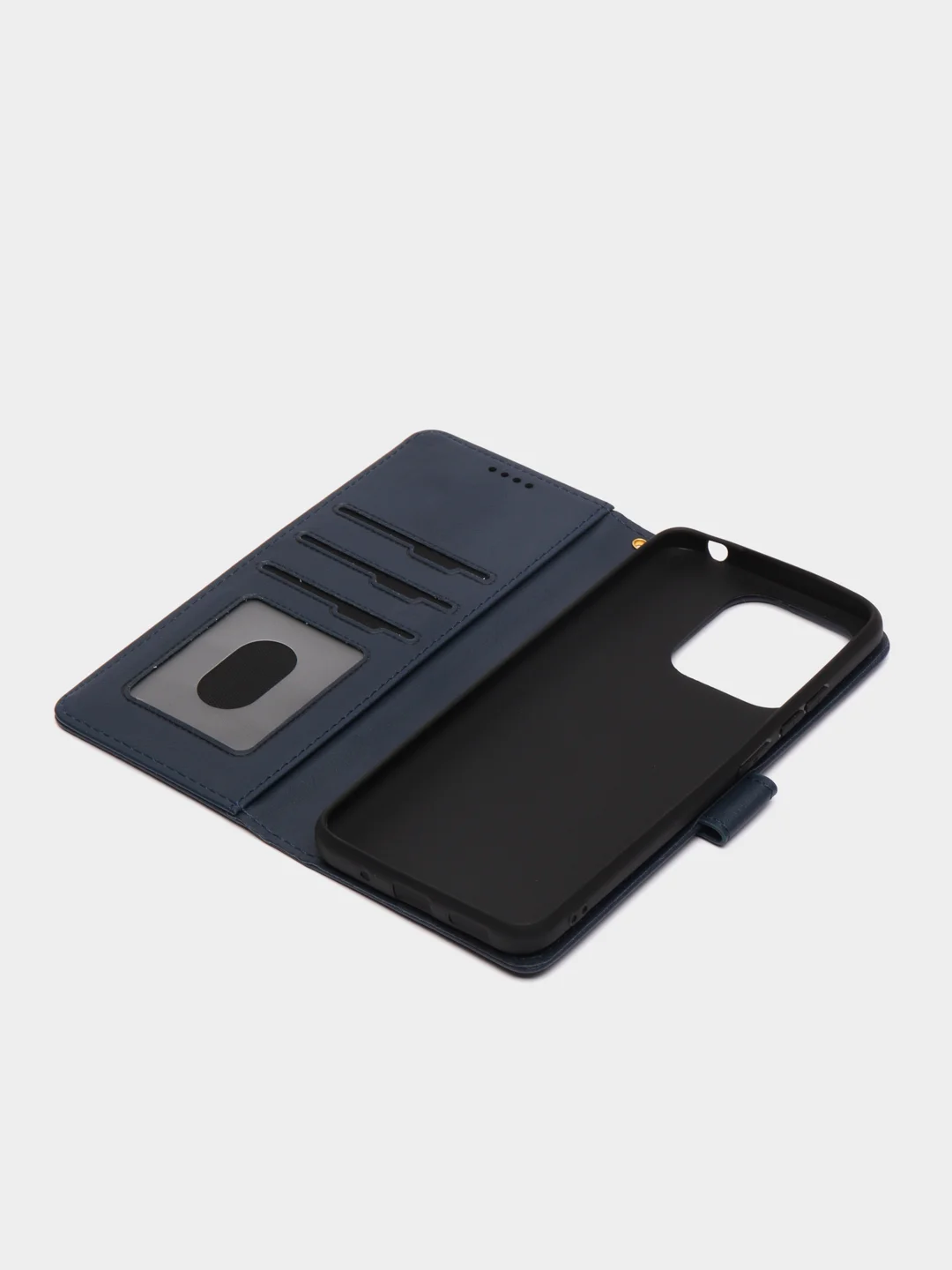 Темно-синий чехол книжка для Xiaomi Redmi 12C, кожаный PU