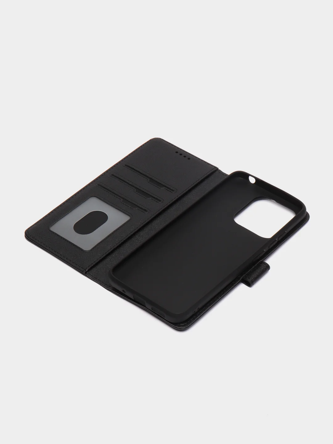 Черный чехол книжка для Xiaomi Redmi 12C, кожаный PU