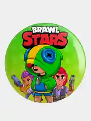 Бордовый значок, пин на одежду "Brawl Stars", 37 мм., круглый, металлический