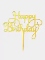 Золотой топпер для торт "Happy Birthday"