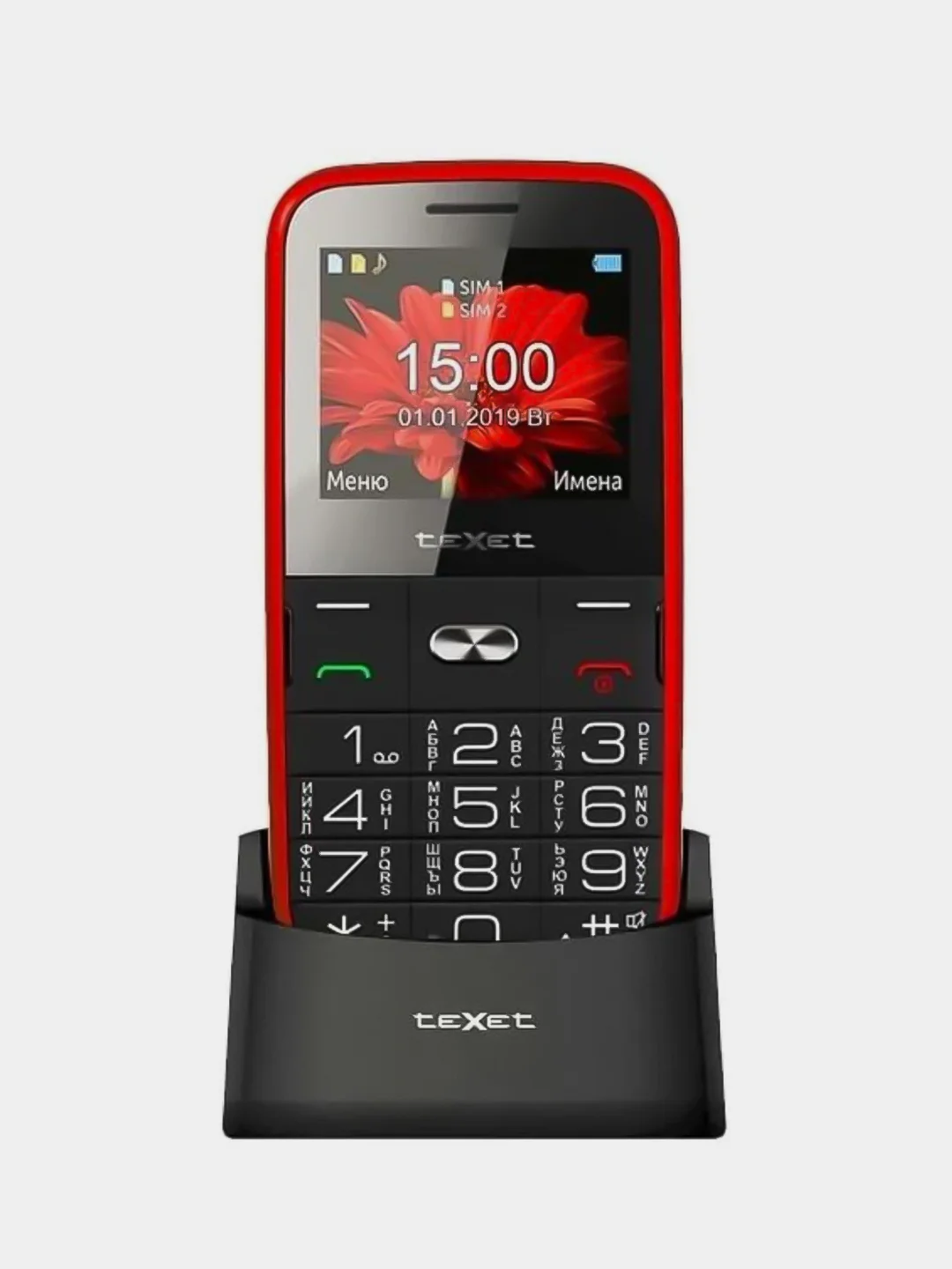 Красный мобильный телефон Texet TM-B227